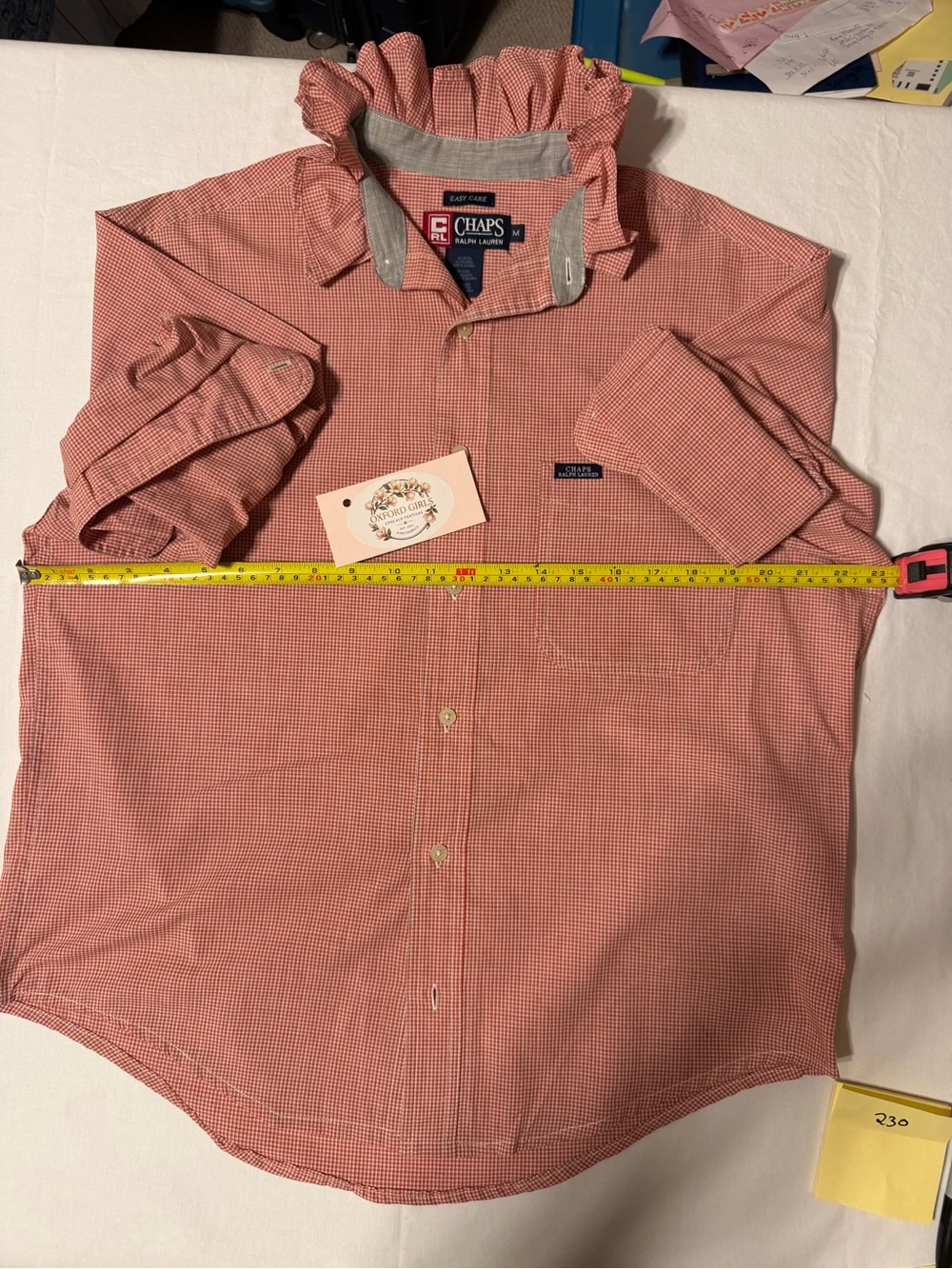 Ruffles, Gingham, super comfortable women's button down CHAPS blouse L - Picture 7 of 7